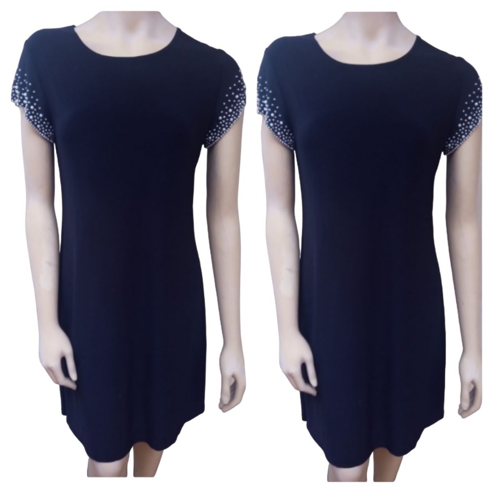 Basic black rhinestone beaded dress size Large